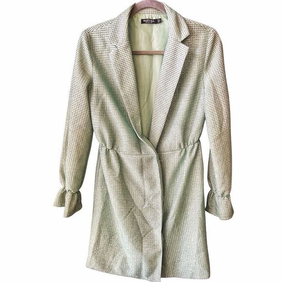 Nasty Gal Metallic Mint Green Glitter Fairycore Festival Jacket Size Medium - Picture 1 of 6